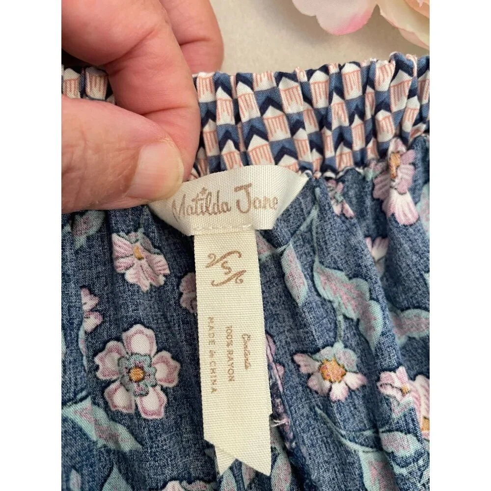 Matilda Jane Navy Floral A Day Off Pants Size S Cottagecore Tweecore Prettycore